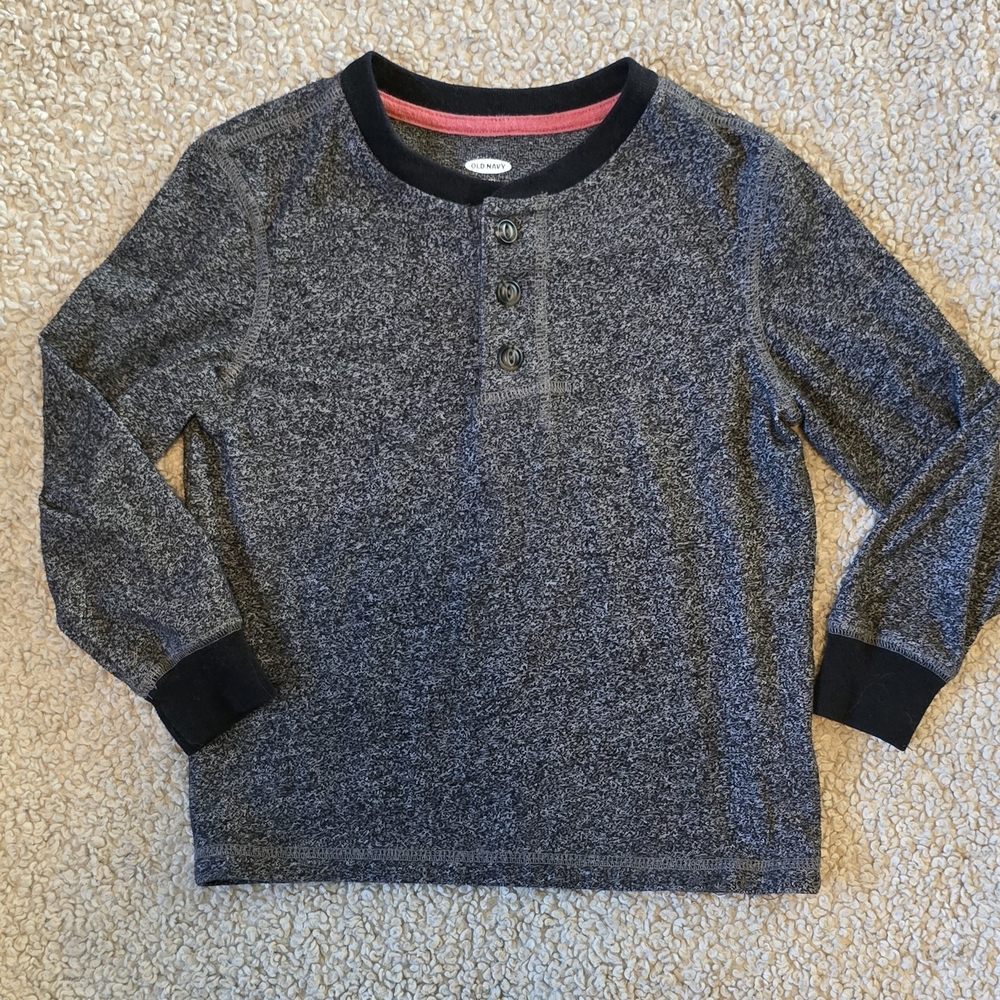 Gray Kids Long Sleeve Henley Shirt